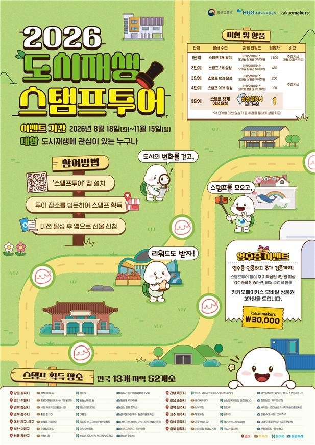 도시재생 스탬프투어, 전국 52곳서 진행…4곳 방문 시 상품권 지급