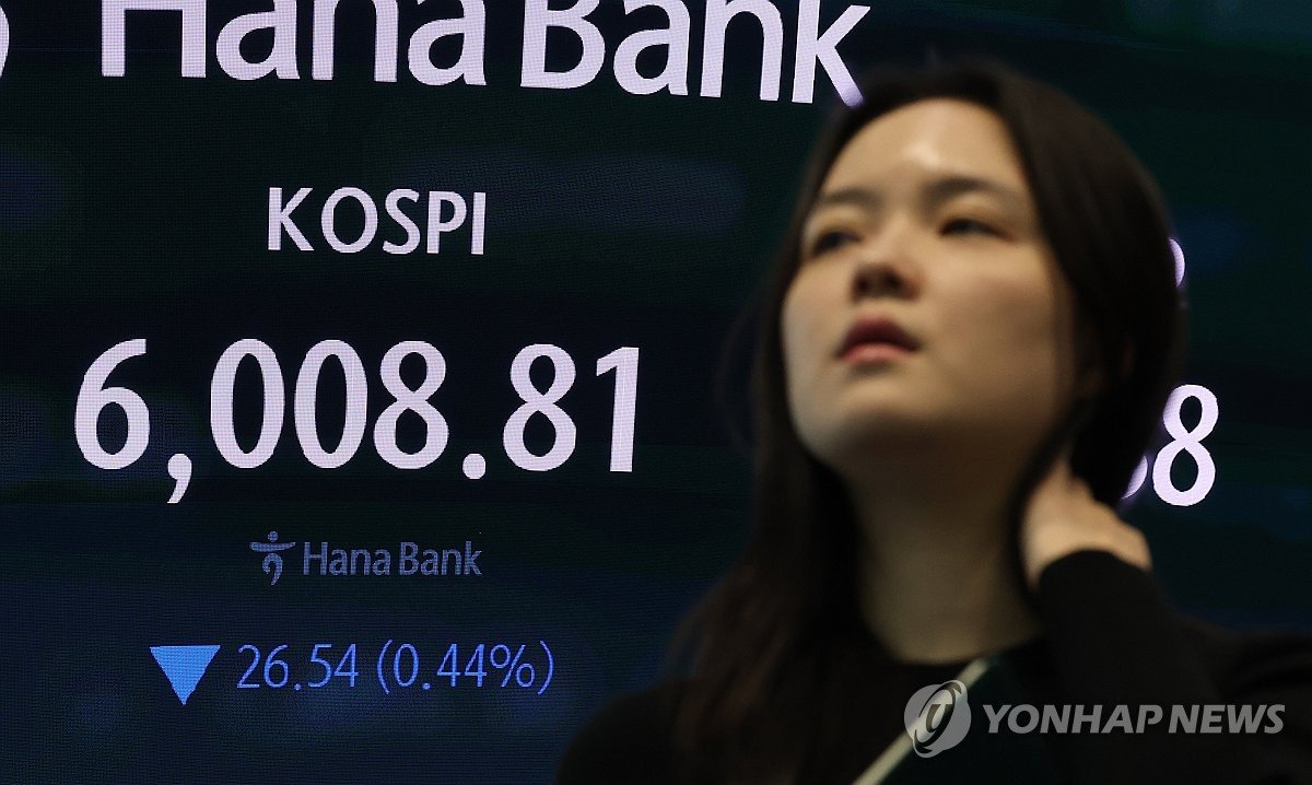 코스피, 6거래일 연속 하락…'6천피' 턱걸이 마감