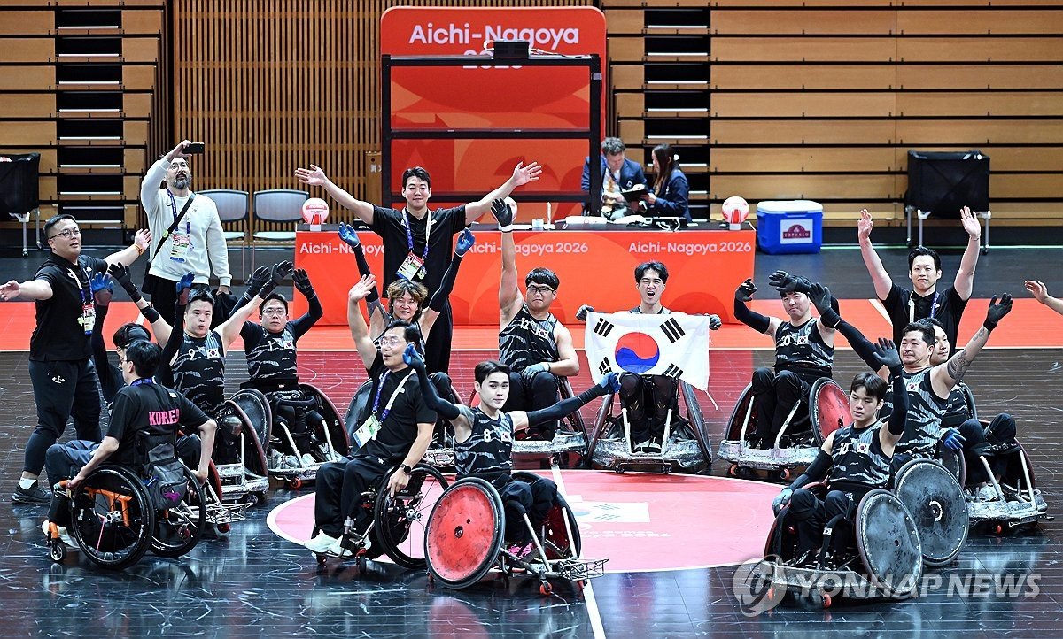 한국 휠체어럭비, 세계 1위 일본 꺾고 장애인AG 우승